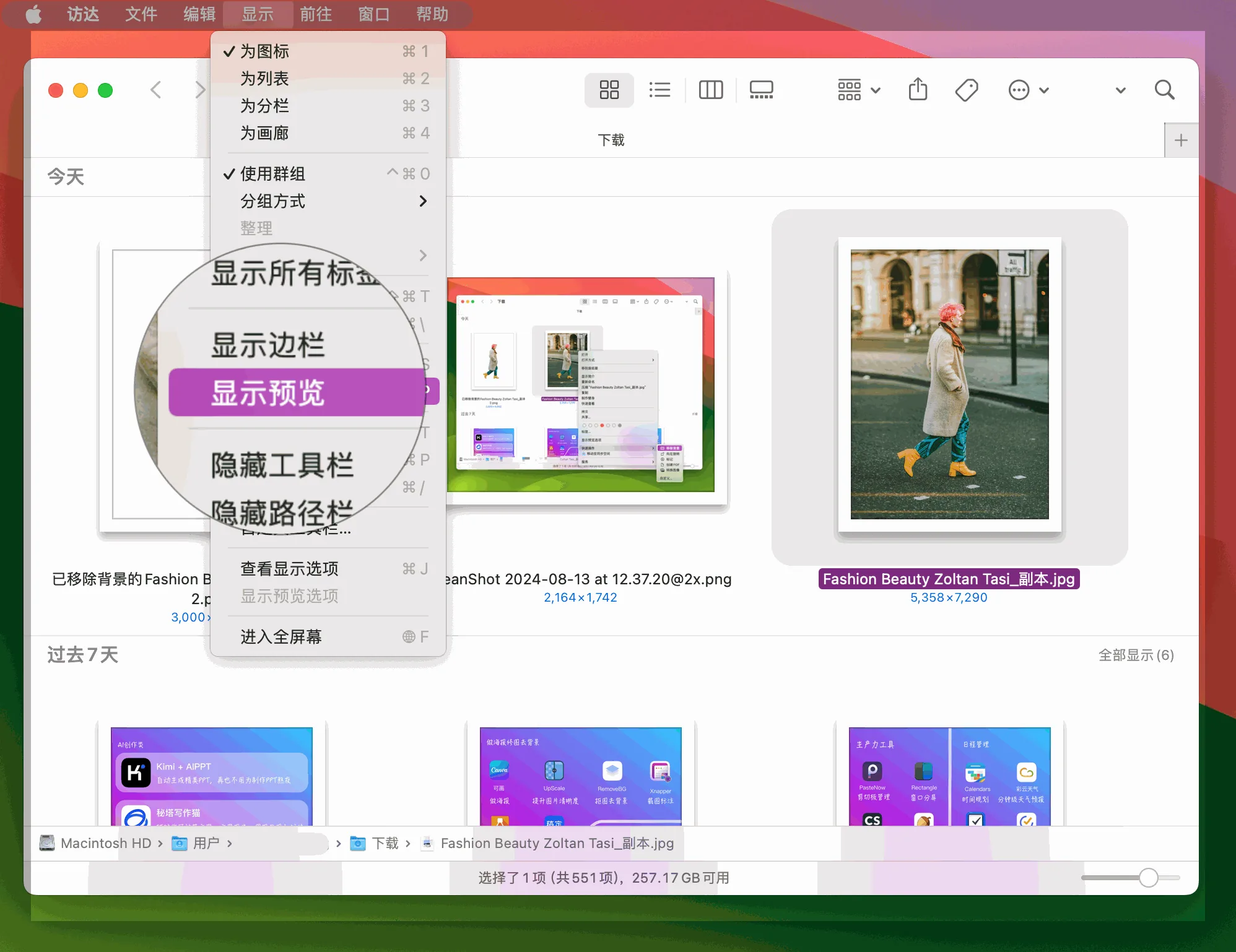 开启显示预览